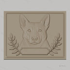 Fichier CNC & impression 3D chien avec feuilles et cadre décoratif, haute qualité relief STL
