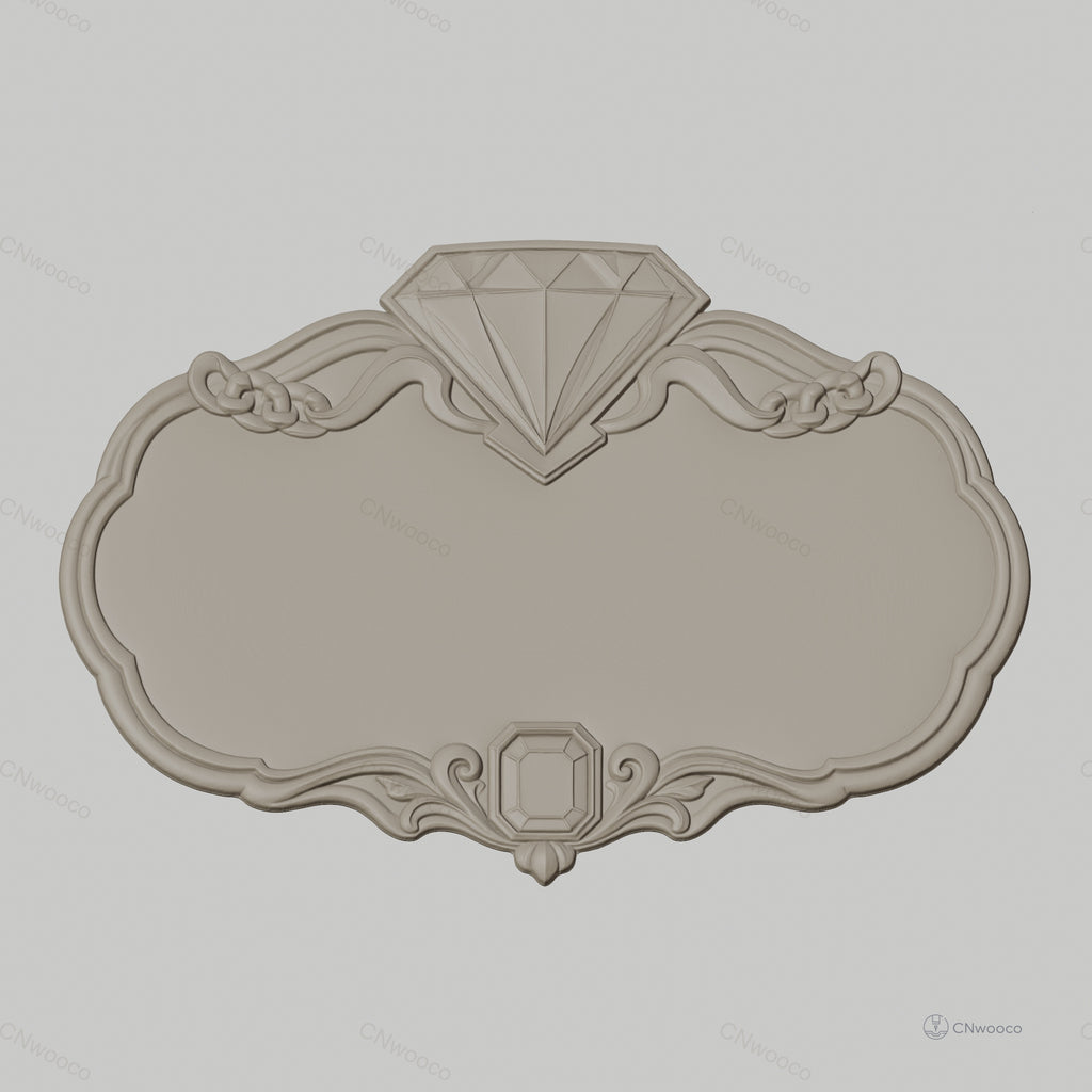 Fichier CNC & impression 3D plaque décorative élégante avec diamant, STL très haute qualité
