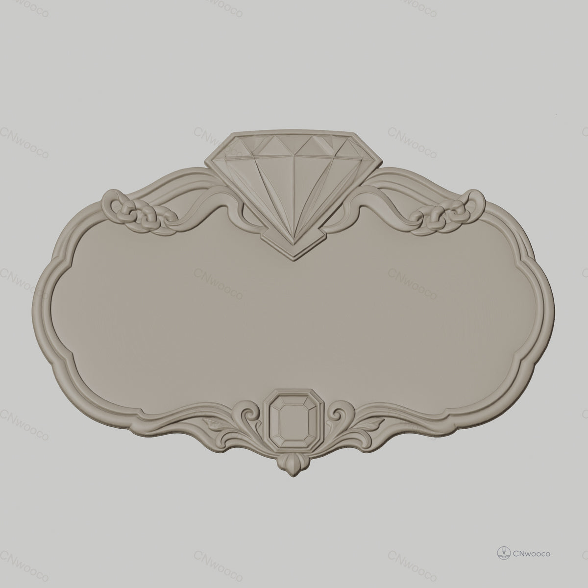 Fichier CNC & impression 3D plaque décorative élégante avec diamant, STL très haute qualité