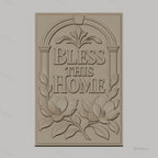 Fichier CNC & impression 3D décoration murale bénédiction maison, fleurs et feuilles, haute qualité relief STL