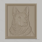 Fichier CNC & impression 3D chien berger allemand relief cadre bois, haute qualité relief STL