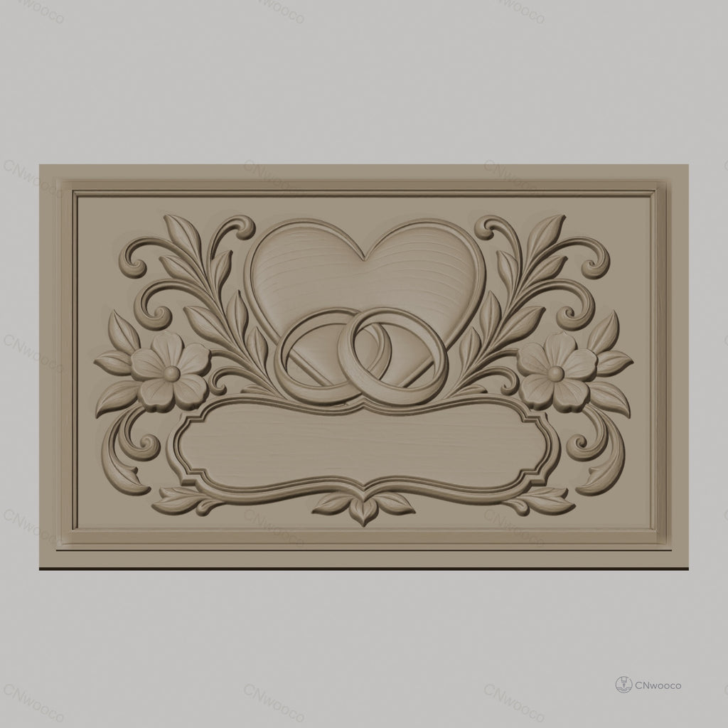 Fichier CNC & impression 3D thème amour, cœur, alliances, fleurs, cadres ornementaux, haute qualité relief STL