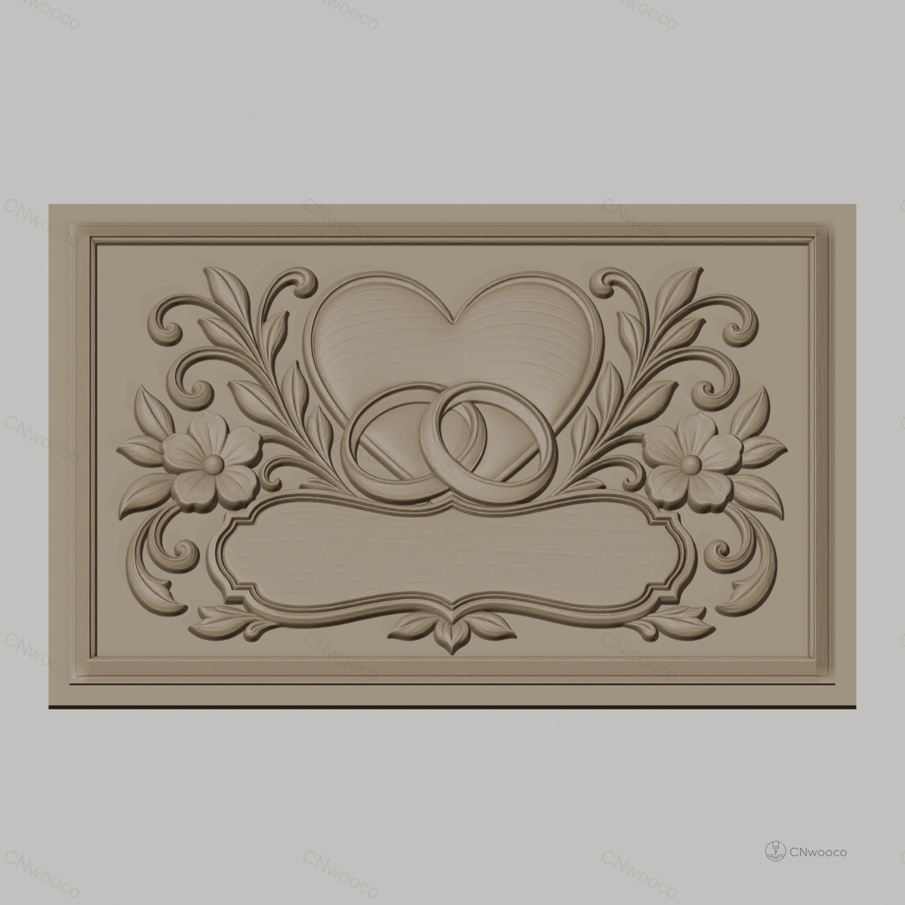Fichier CNC & impression 3D thème amour, cœur, alliances, fleurs, cadres ornementaux, haute qualité relief STL