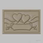 Fichier CNC & impression 3D décor romantique, deux cœurs et bannière, haute qualité relief STL