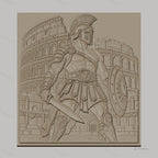 Fichier CNC & impression 3D Gladiateur romain, Colisée antique, épée, bouclier, haute qualité relief STL