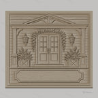 Fichier CNC & impression 3D maison, porte double avec fleurs et lanternes, haute qualité relief STL