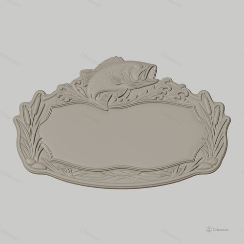 Fichier CNC & impression 3D enseigne pêche avec poisson et roseaux, STL très haute qualité