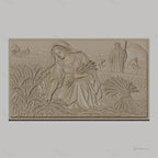Fichier CNC & impression 3D Moisson ancienne, femme et paysans récoltant le blé, haute qualité relief STL