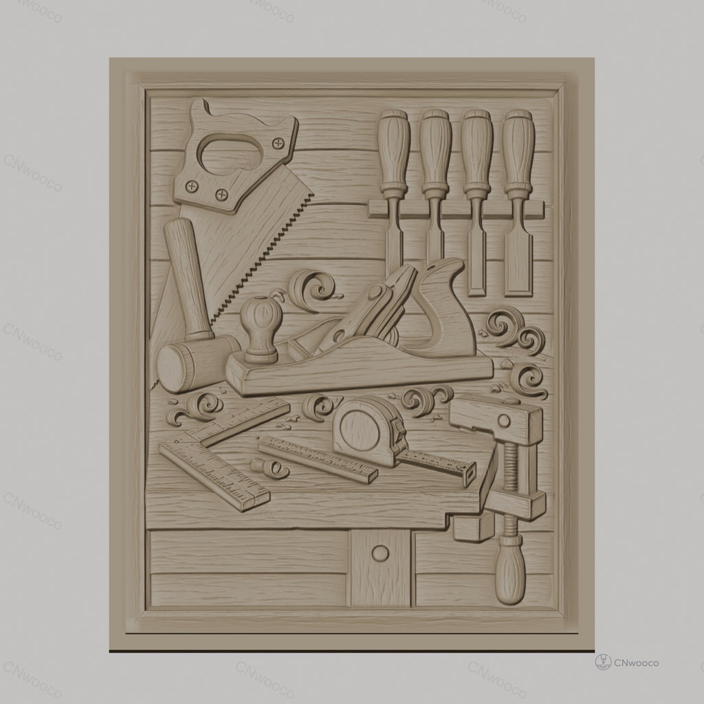 Fichier CNC & impression 3D outils de menuiserie, scie, rabot, marteau, équerre, serre-joint, haute qualité relief STL