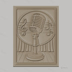 Fichier CNC & impression 3D micro vintage, notes de musique et rideau scène, haute qualité relief STL