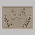 Fichier CNC & impression 3D chat avec feuilles décoratives, haute qualité relief STL