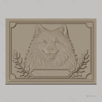 Fichier CNC & impression 3D tête de chien heureux avec feuilles et cadre décoratif, haute qualité relief STL