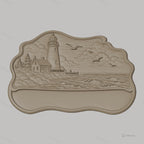 Fichier CNC porte-clés mural plaque décorative phare maritime, paysage côtier, STL très haute qualité