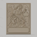 Fichier CNC & impression 3D ange gardien avec enfants priant, plaque vide, haute qualité relief STL