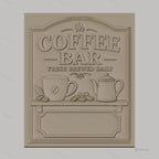 Fichier CNC & impression 3D Coffee Bar avec tasse, cafetière et grains de café, haute qualité relief STL