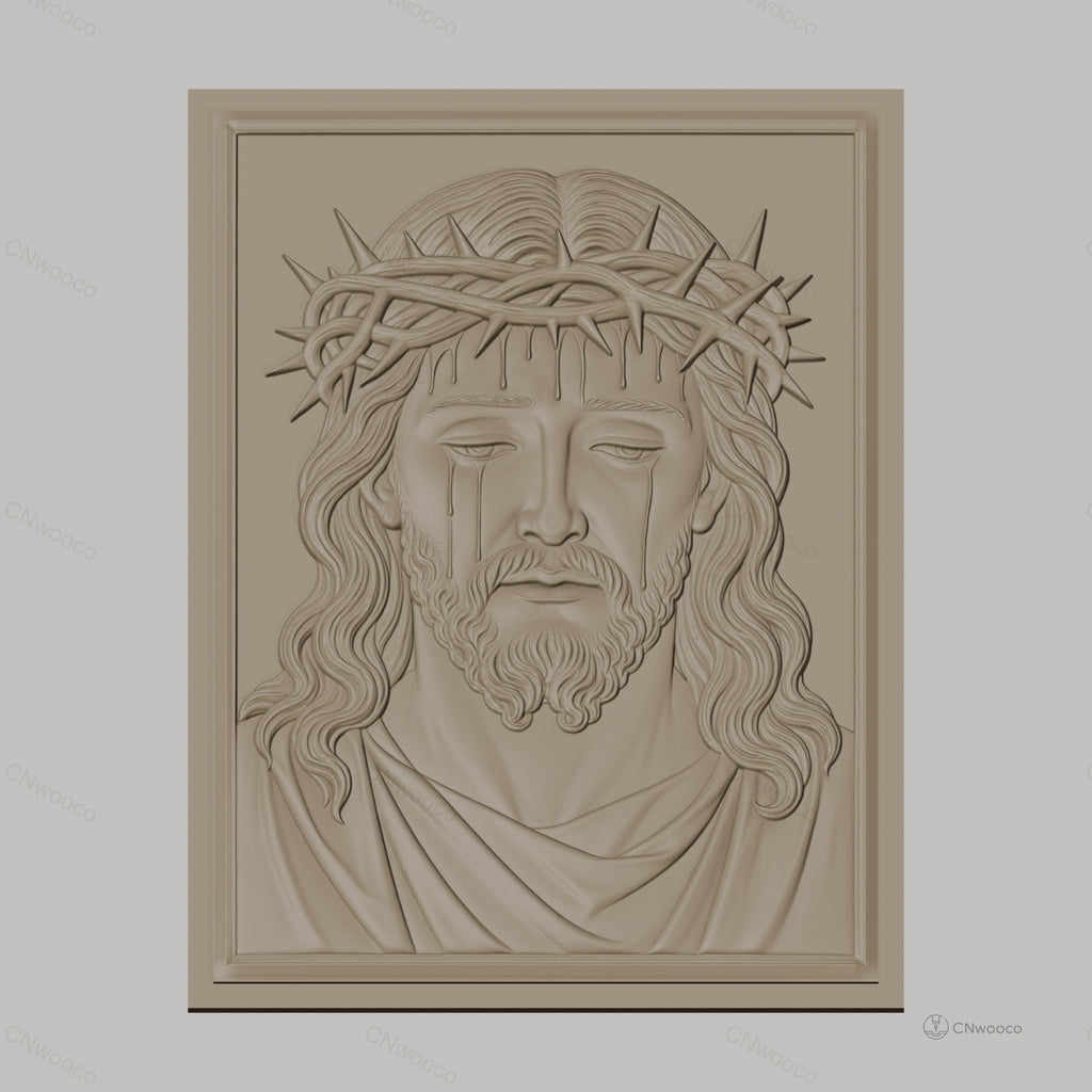 Fichier CNC & impression 3D Jésus Christ, couronne d'épines et gouttes de sang, haute qualité relief STL