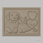 Fichier CNC & impression 3D vétérinaire chien chat stéthoscope cœur croix, haute qualité relief STL