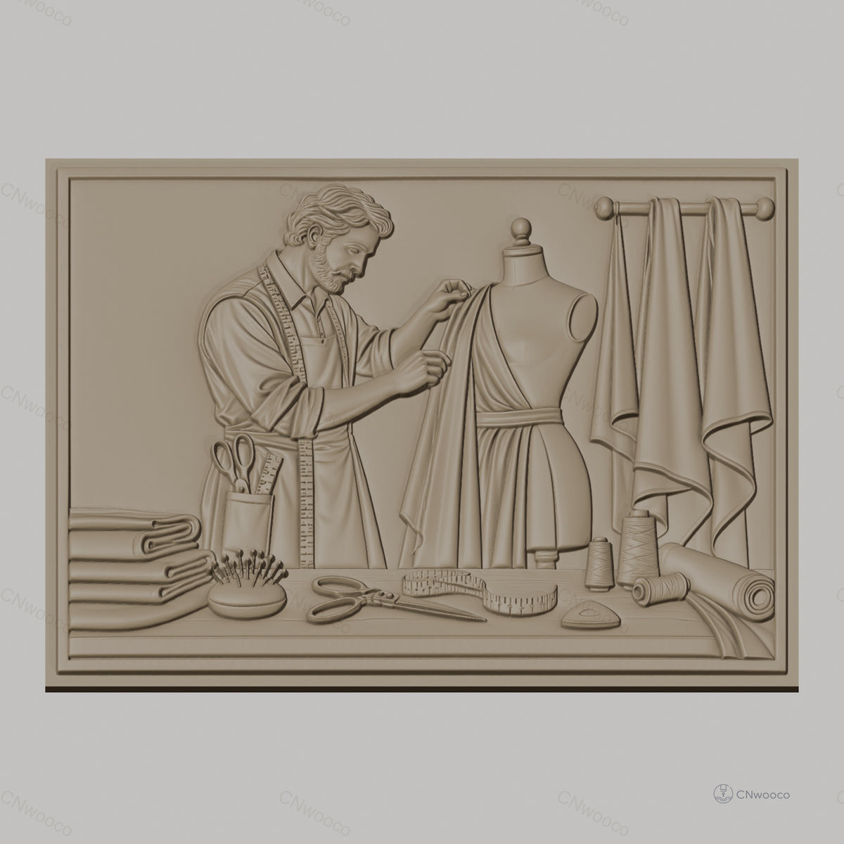 Fichier CNC & impression 3D tailleur couture, mannequin, tissu, outils haute qualité relief STL