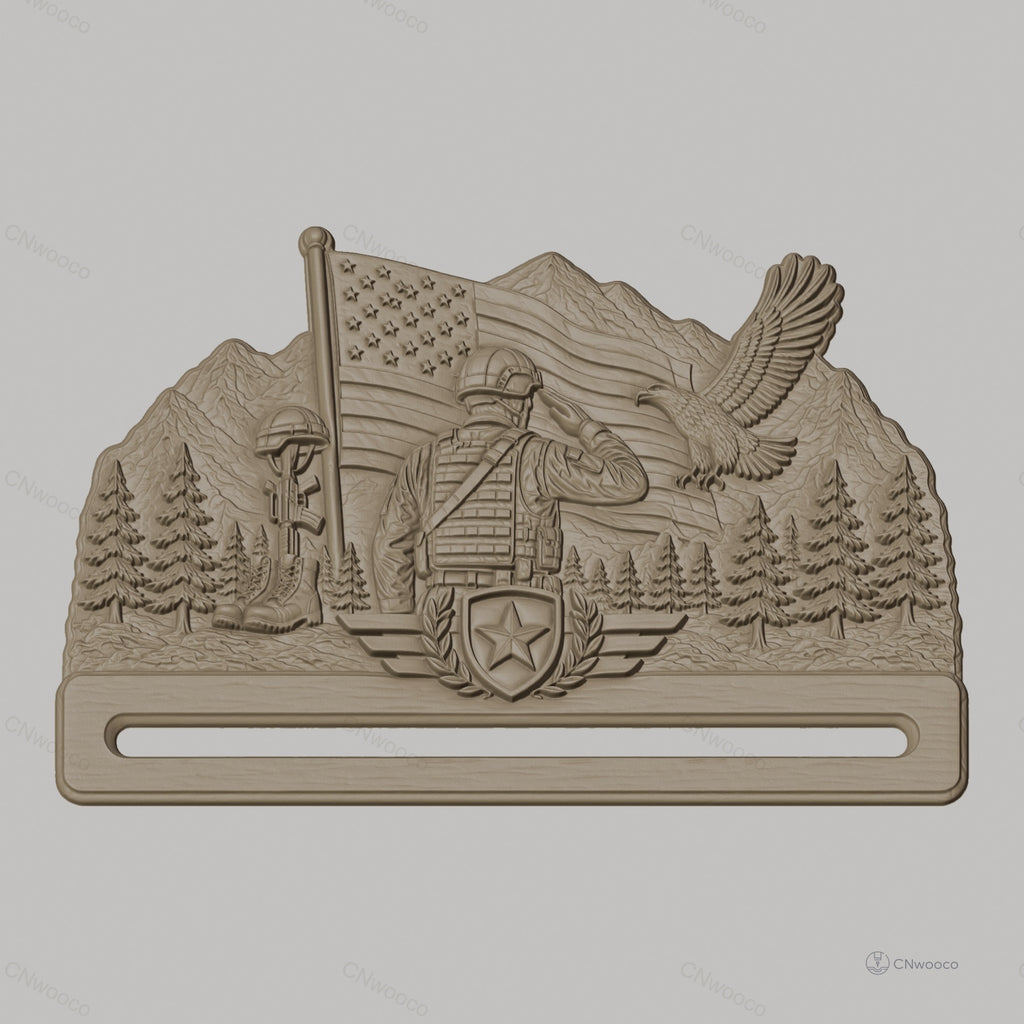 Fichier CNC & impression 3D décoration murale militaire patriotique avec soldat et aigle, STL très haute qualité