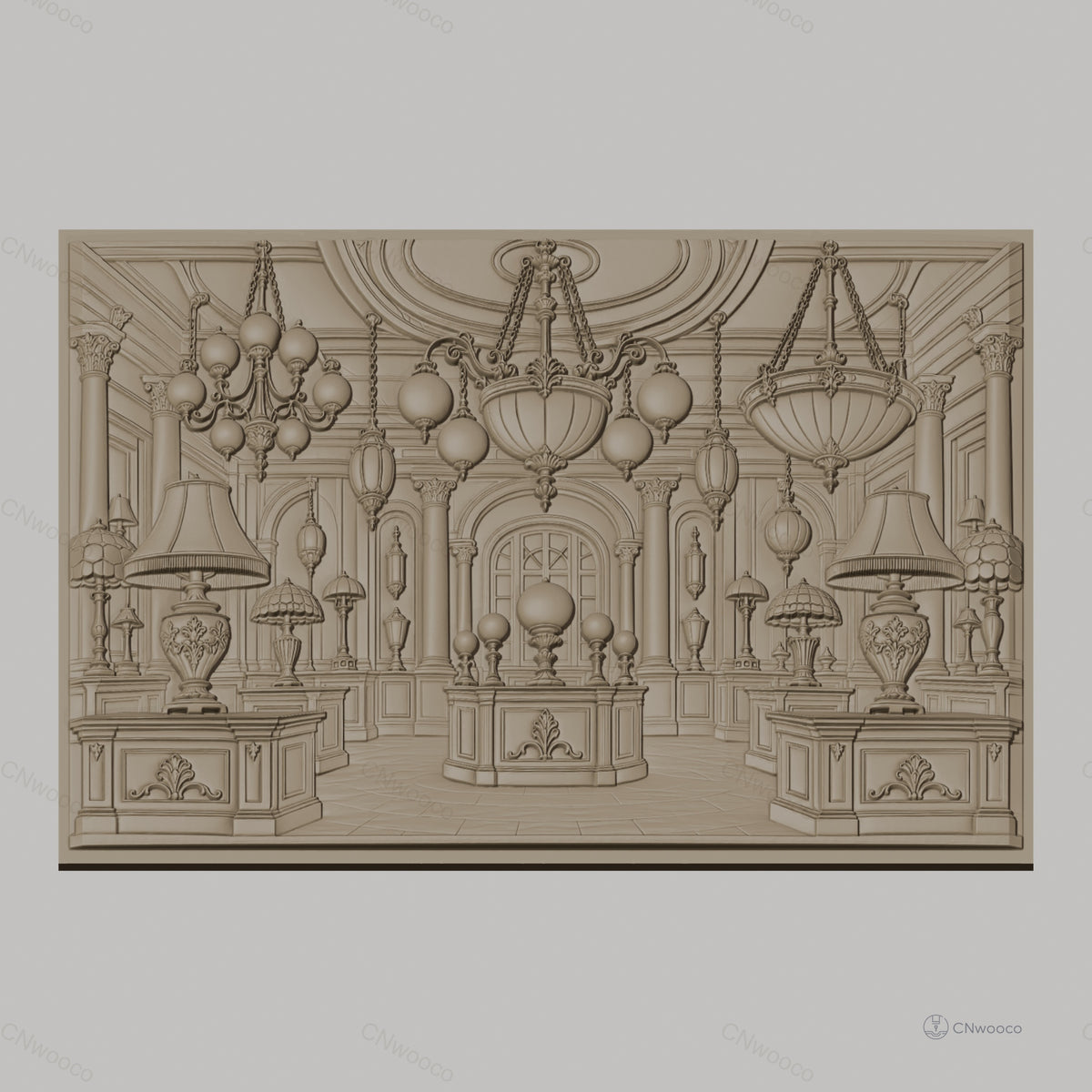 Fichier CNC & impression 3D décor intérieur classique, lampes et lustres, haute qualité relief STL