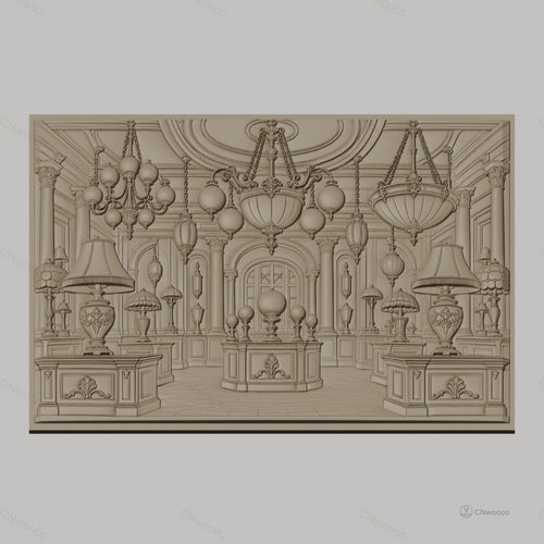 Fichier CNC & impression 3D décor intérieur classique, lampes et lustres, haute qualité relief STL
