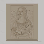 Fichier CNC & impression 3D portrait Mona Lisa, relief visage et paysage détaillé, haute qualité relief STL