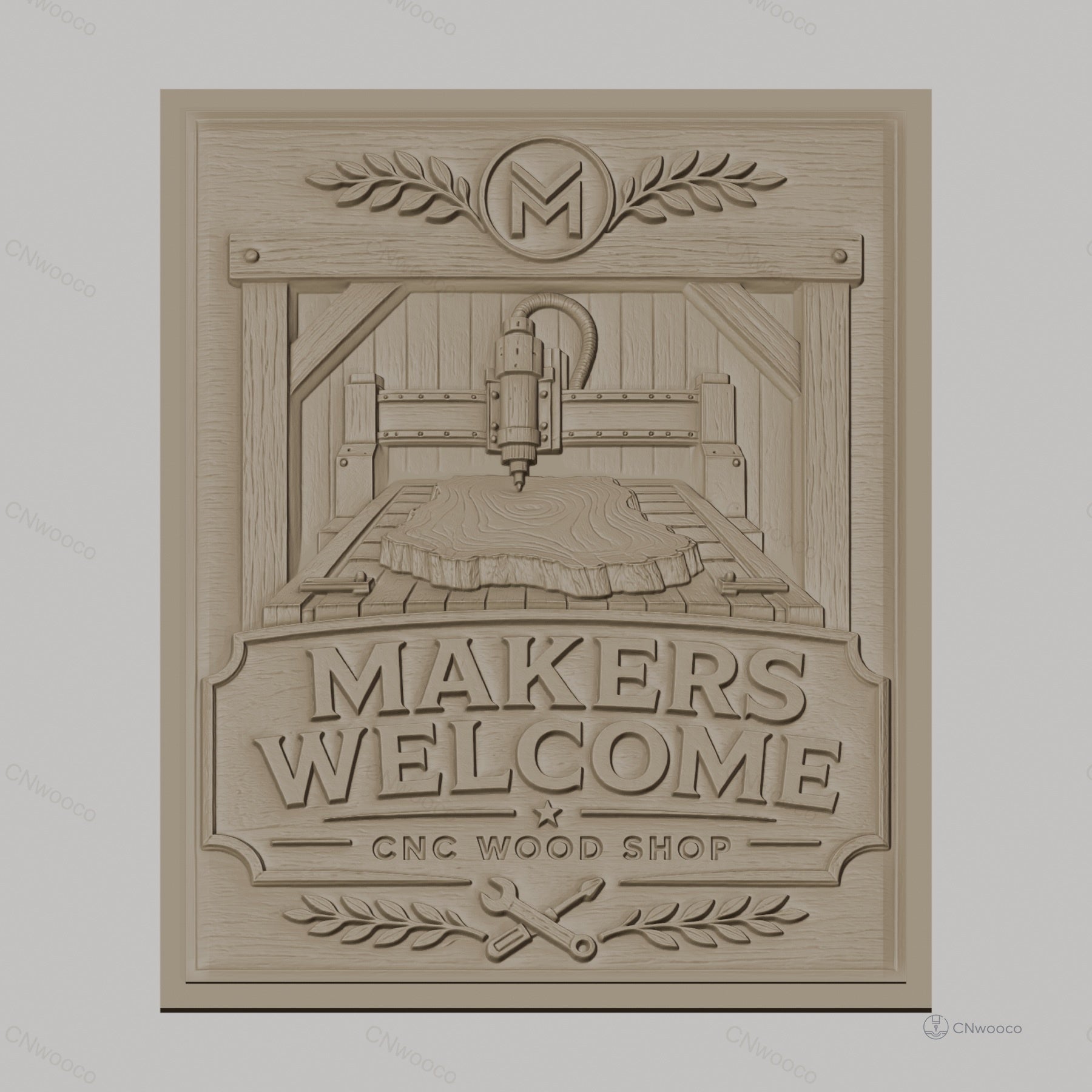 Fichier CNC & impression 3D atelier bois CNC, machine, plaque de bois, outils haute qualité relief STL