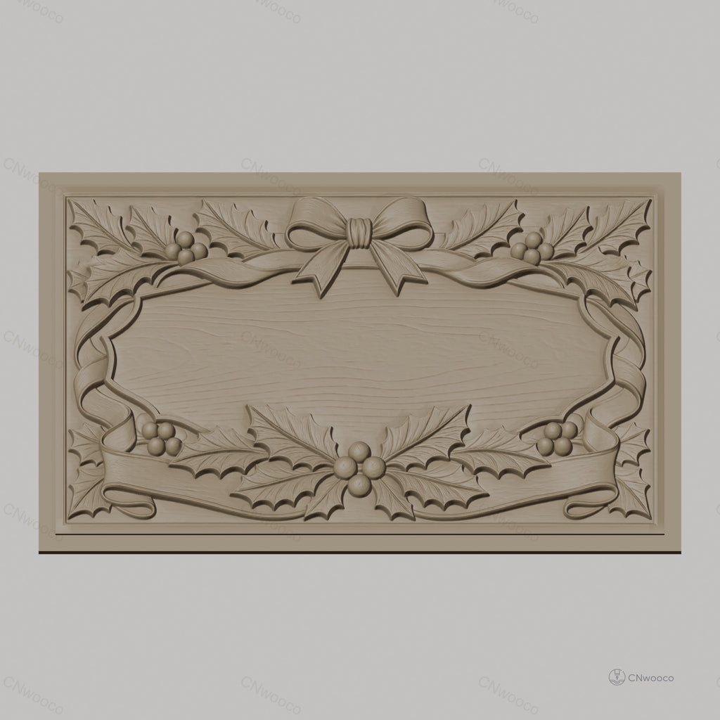 Fichier CNC & impression 3D Noël gui et ruban, cadre relief décoratif, haute qualité relief STL