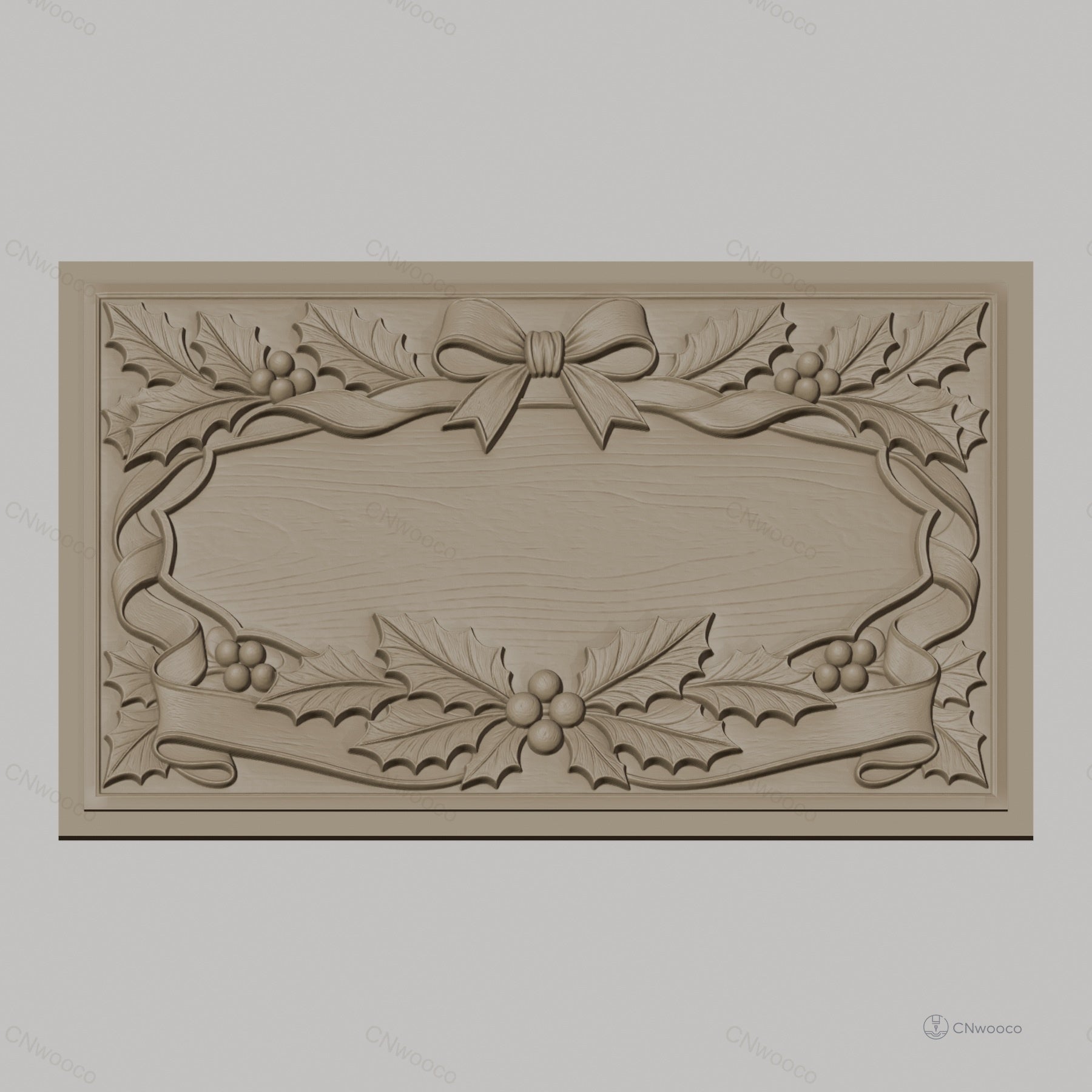 Fichier CNC & impression 3D Noël gui et ruban, cadre relief décoratif, haute qualité relief STL