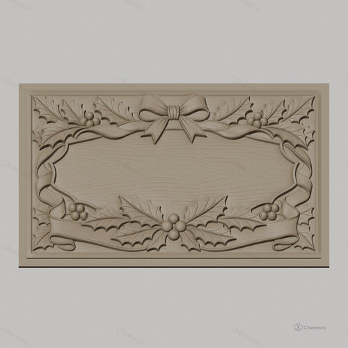 Fichier CNC & impression 3D Noël gui et ruban, cadre relief décoratif, haute qualité relief STL
