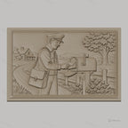 Fichier CNC & impression 3D facteur, boîte aux lettres, paysage campagne, haute qualité relief STL