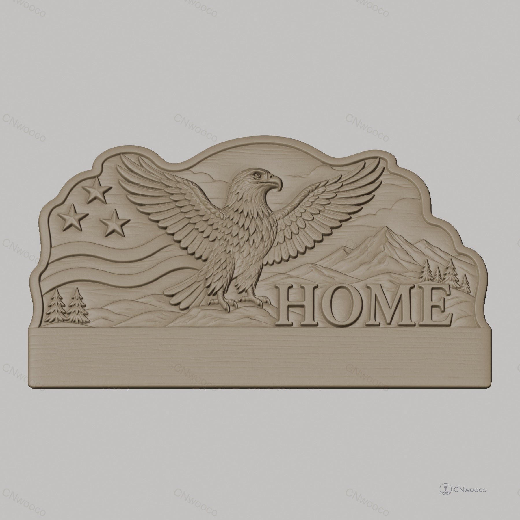 Fichier CNC porte-clés mural enseigne murale Home avec aigle et nature, STL très haute qualité