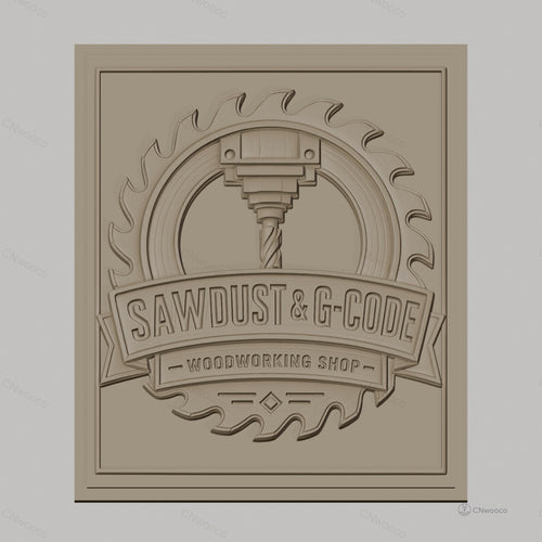 Fichier CNC & impression 3D logo scie circulaire et fraise, atelier de menuiserie haute qualité relief STL
