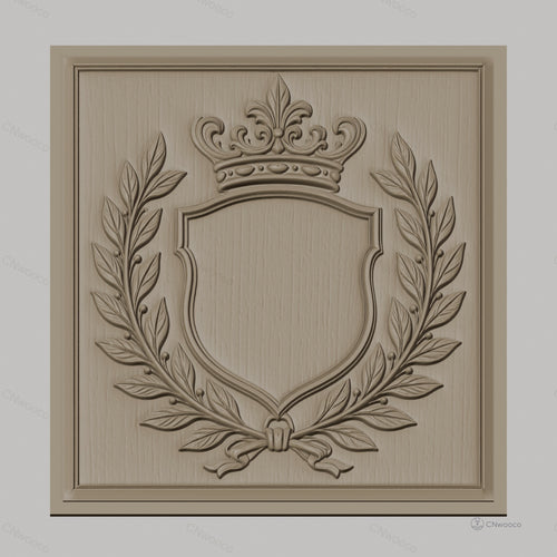 Fichier CNC & impression 3D blason couronne et feuilles, haute qualité relief STL