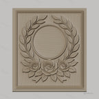 Fichier CNC & impression 3D couronne de laurier et roses, cadre circulaire décoratif, haute qualité relief STL