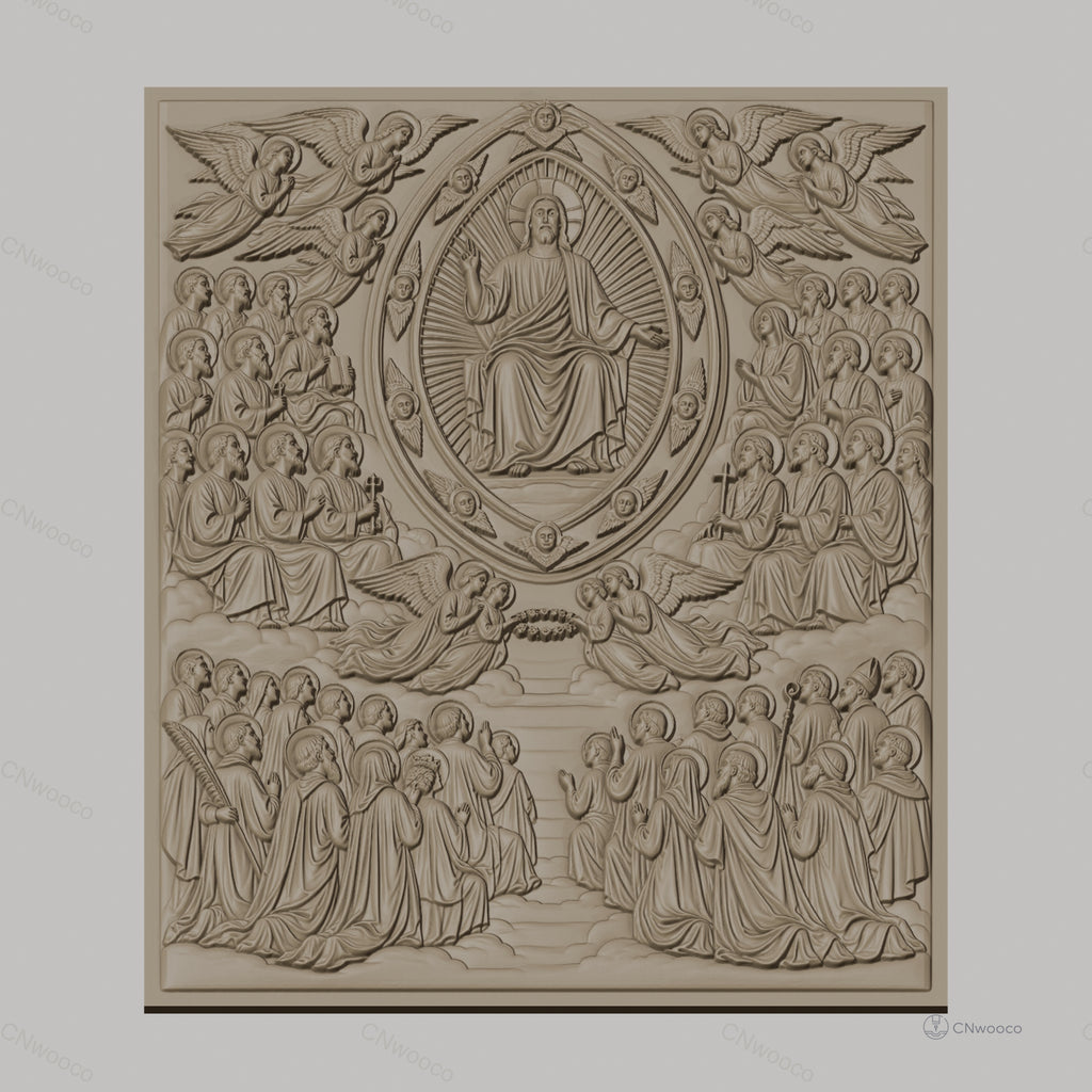 Fichier CNC & impression 3D christ en gloire, anges et apôtres, haute qualité relief STL