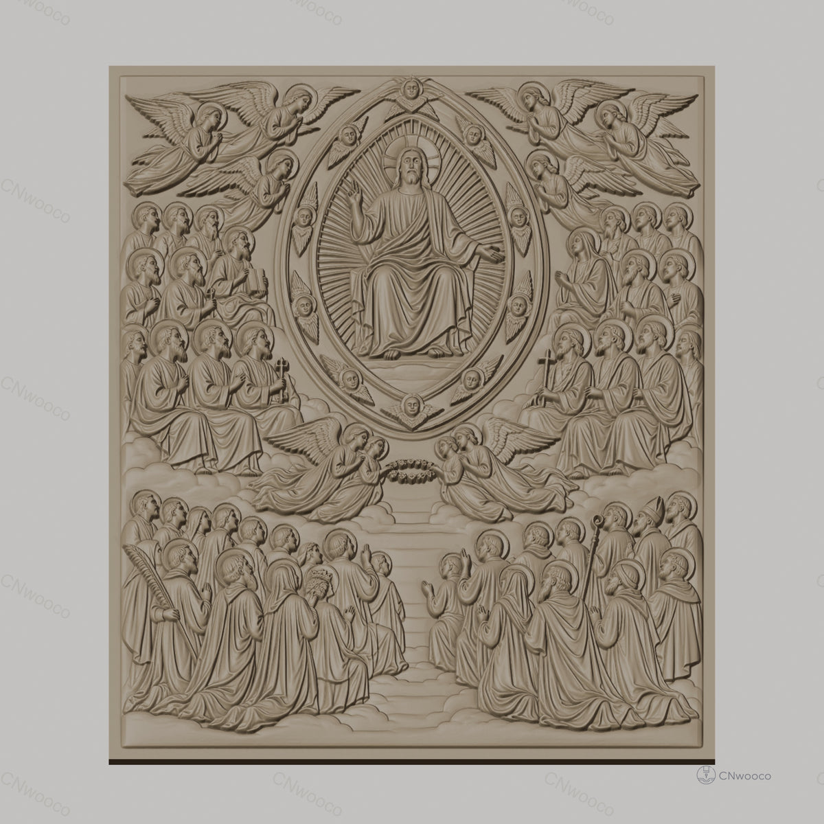 Fichier CNC & impression 3D christ en gloire, anges et apôtres, haute qualité relief STL