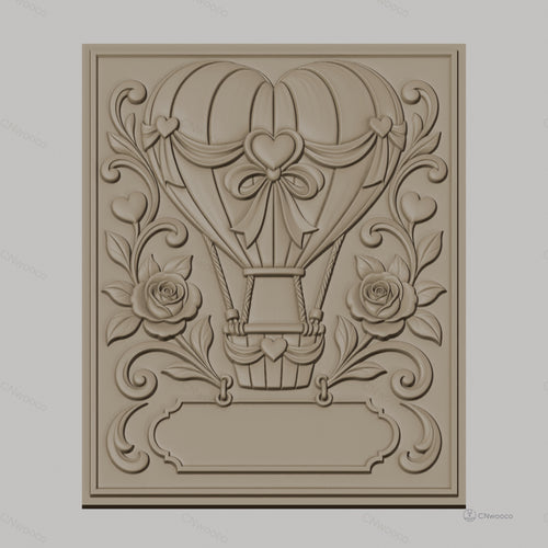 Fichier CNC & impression 3D montgolfière coeur, roses et ornements décoratifs, haute qualité relief STL