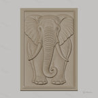 Fichier CNC & impression 3D éléphant frontal, relief avec trompe et défenses, haute qualité relief STL