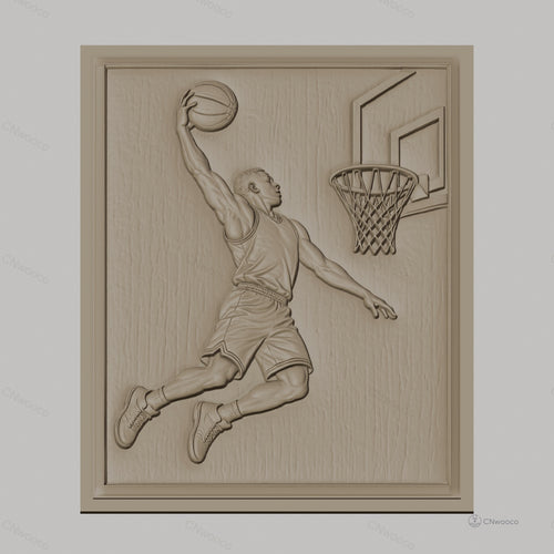 Fichier CNC & impression 3D basket-ball joueur dunking panier haute qualité relief STL