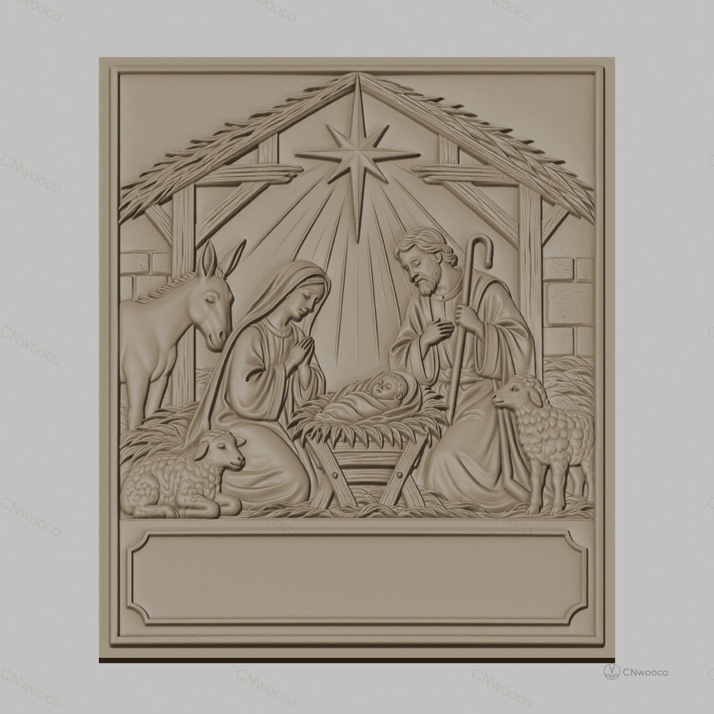 Fichier CNC & impression 3D crèche de Noël, Marie Joseph bébé Jésus animaux, haute qualité relief STL