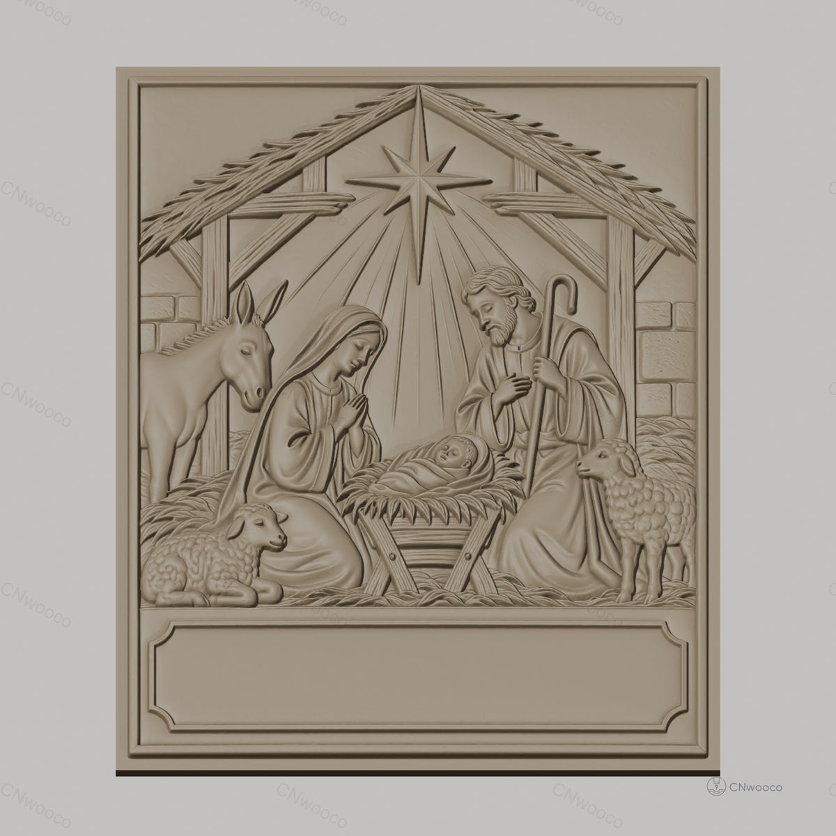 Fichier CNC & impression 3D crèche de Noël, Marie Joseph bébé Jésus animaux, haute qualité relief STL