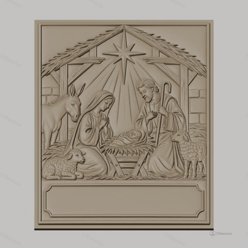 Fichier CNC & impression 3D crèche de Noël, Marie Joseph bébé Jésus animaux, haute qualité relief STL