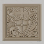 Fichier CNC & impression 3D bouclier croix et épée, casque médiéval, haute qualité relief STL