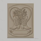 Fichier CNC & impression 3D thème western, bottes de cowboy et bouquet de fleurs, haute qualité relief STL