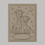 Fichier CNC & impression 3D girafes bébé et mère, étoiles et lune, haute qualité relief STL