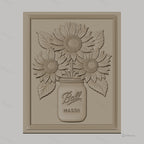 Fichier CNC & impression 3D bouquet de tournesols dans bocal Mason, relief floral haute qualité relief STL