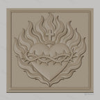 Fichier CNC & impression 3D Sacré Cœur, cœur enflammé avec couronne d'épines et croix, haute qualité relief STL