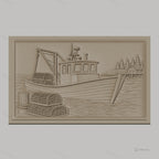 Fichier CNC & impression 3D bateau de pêche, casiers à homard, maison de bord de mer, haute qualité relief STL