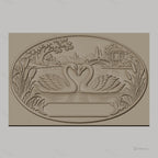 Fichier CNC & impression 3D cygnes sur lac, pont et pavillon, haute qualité relief STL